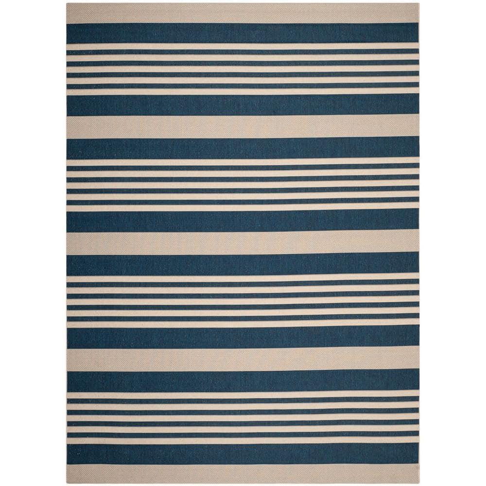 Courtyard CY6062 Power Loomed Indoor/Outdoor Area Rug - Navy/Beige - 8'9"x11'9" - Safavieh.