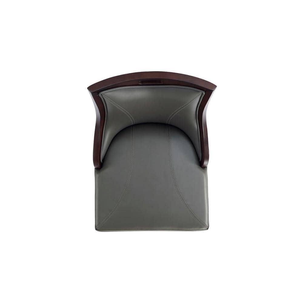 Manhattan Comfort Emperor Faux Leather Barstool Pebble Gray: Beechwood Legs, Upholstered, Fixed Height 27"