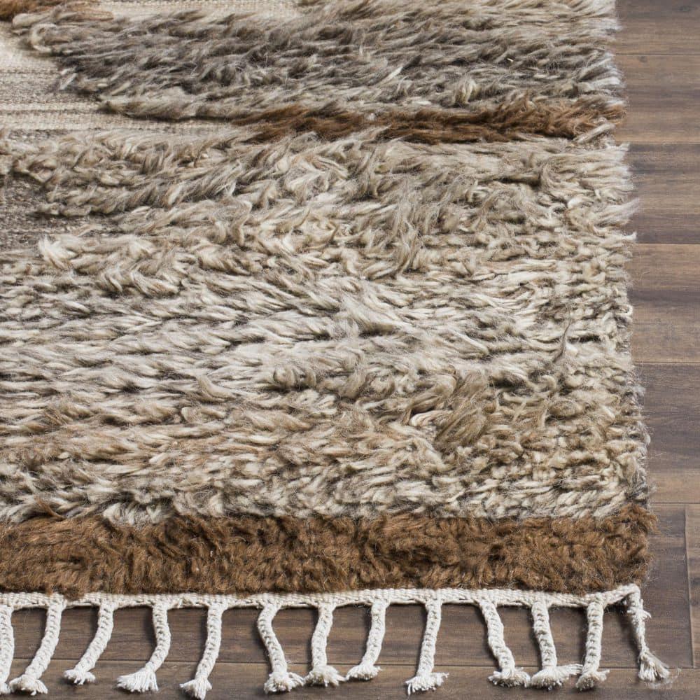 Alimatou Hand Knotted Wool/Cotton Abstract Rug in Gray/Brown