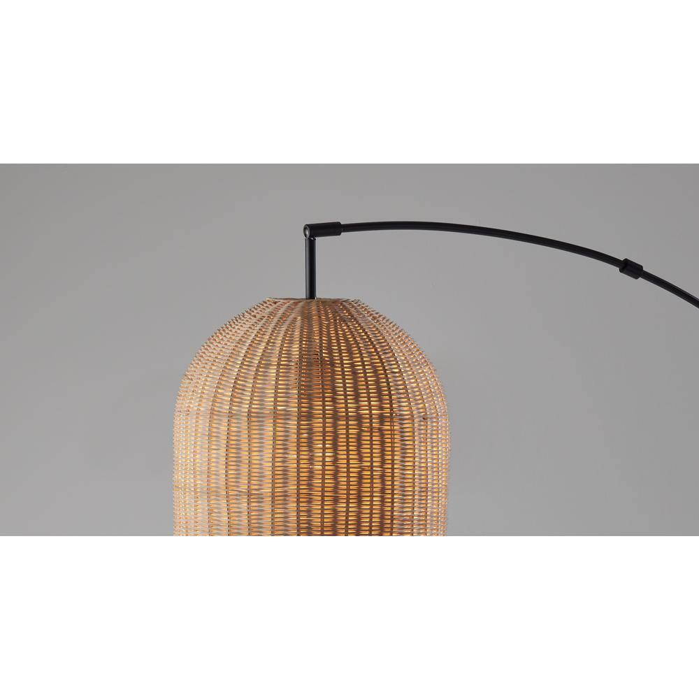 Bahama 3 Arm Arc Lamp Dark Bronze - Adesso: Modern Metal & Rattan Dome Shade, ETL Listed
