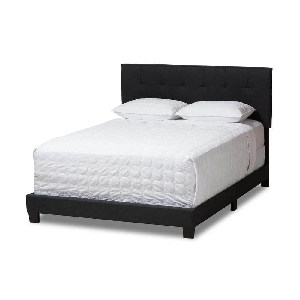 Full Brookfield Modern Fabric Bed with Grid-Tufting Design - Baxton Studio: Rubberwood & MDF, Requires Box Spring