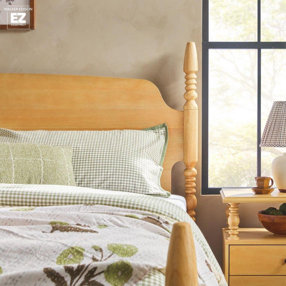 Walker Edison Vivienne Traditional Easy Assembly Solid Wood Turned Spindle Bed