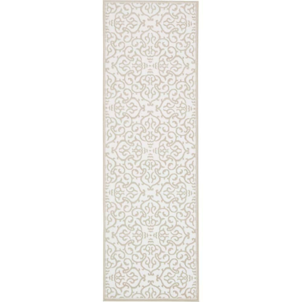 Unique Loom Rushmore Collection Area Rug - Johnson (3' x 9' 10" Runner Snow White/Beige)