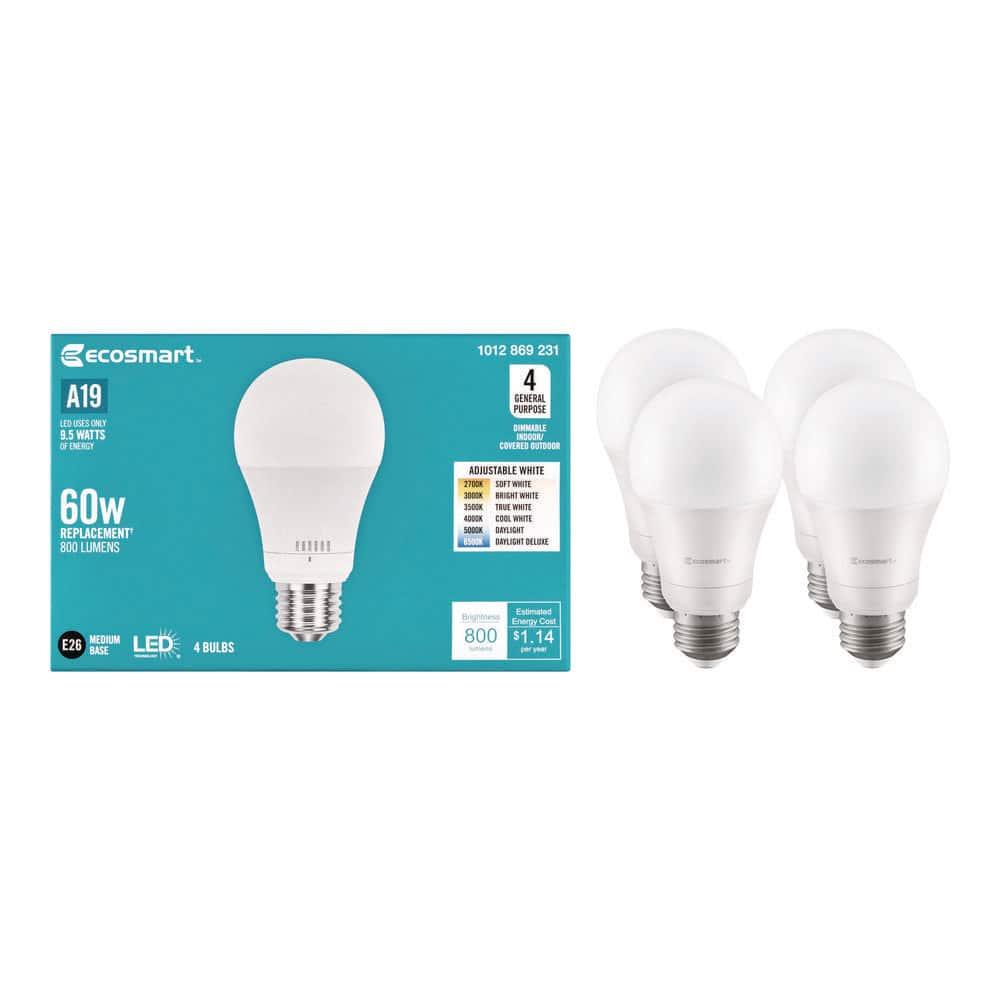 EcoSmart LED 8.5W (60W Equivalent) Daylight General Purpose Led Lights, Dimmable (4 Pack)