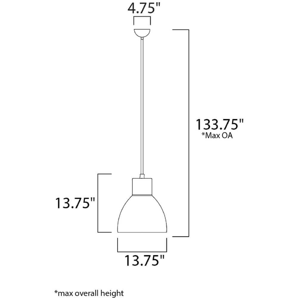 Maxim 11024BKGLD 13.75 in. Cora 1-Light Pendant Ceiling Light, Black & Gold