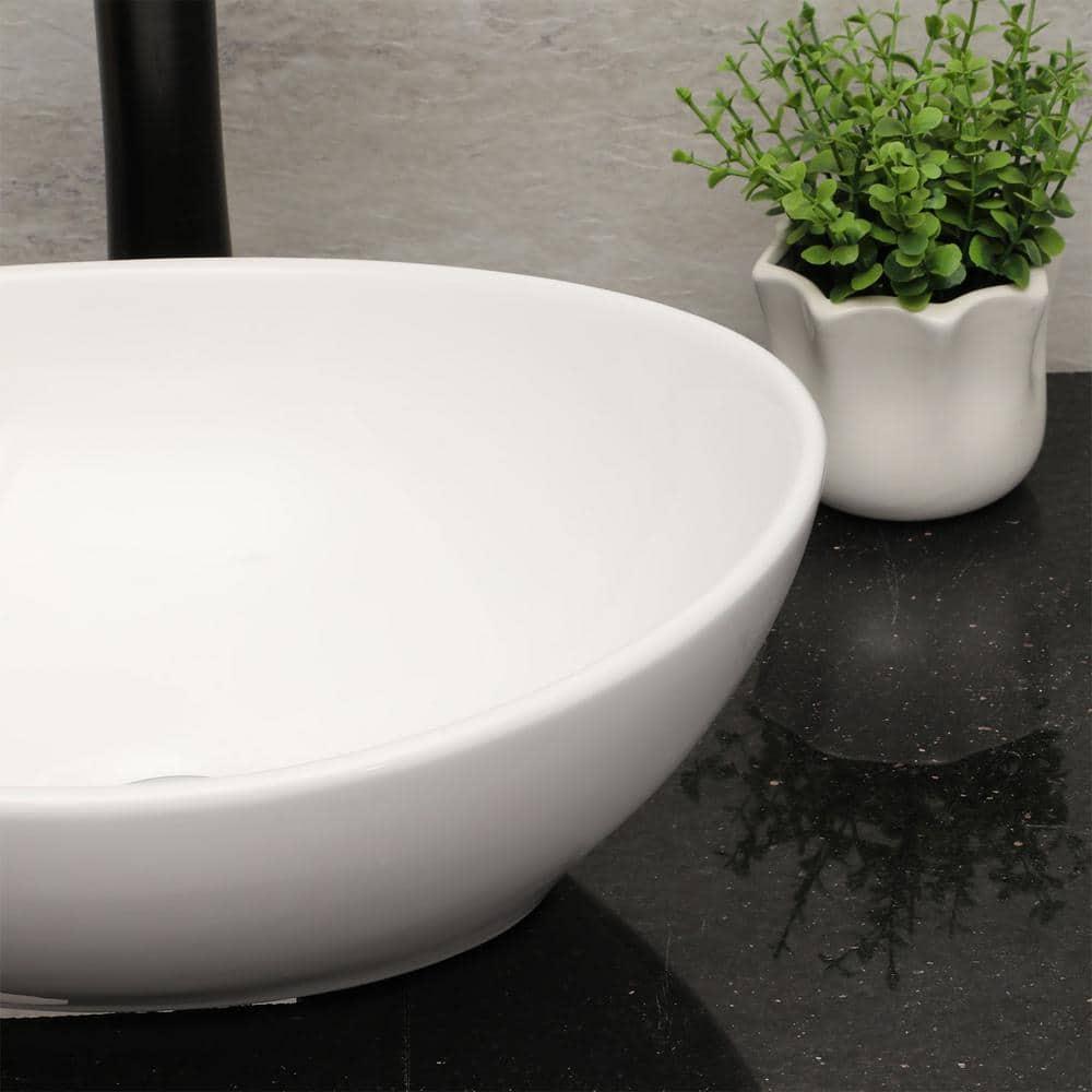 LUKX 13.25'' White Ceramic Oval Bathroom Sink