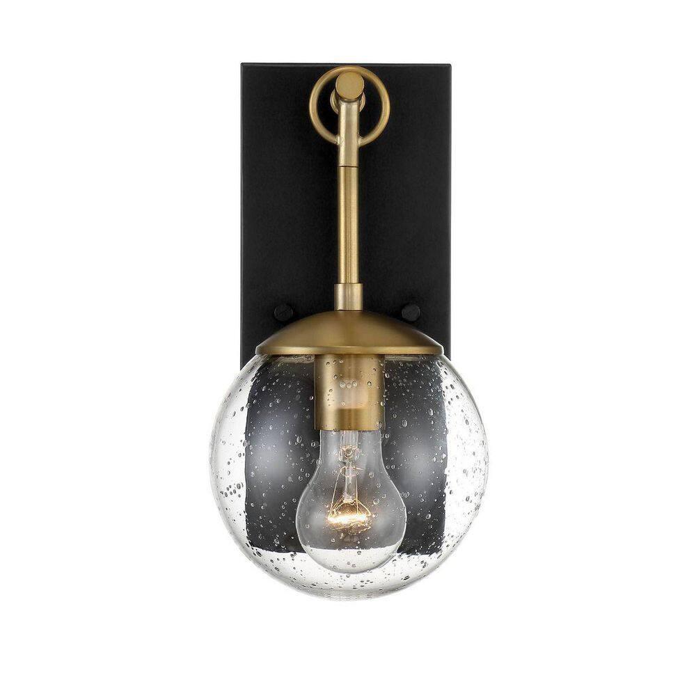 1 Light Outdoor Wall Lantern in Mid-Century Modern Style-11 Inches Tall and 6 Inches Wide-Oil Rubbed Bronze/Natural Bras