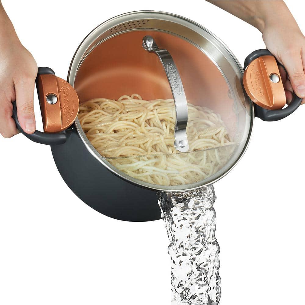 Gotham Steel Gotham Steel Stock Multipurpose Pasta Pot with Strainer Lid & Twist and Lock Handles