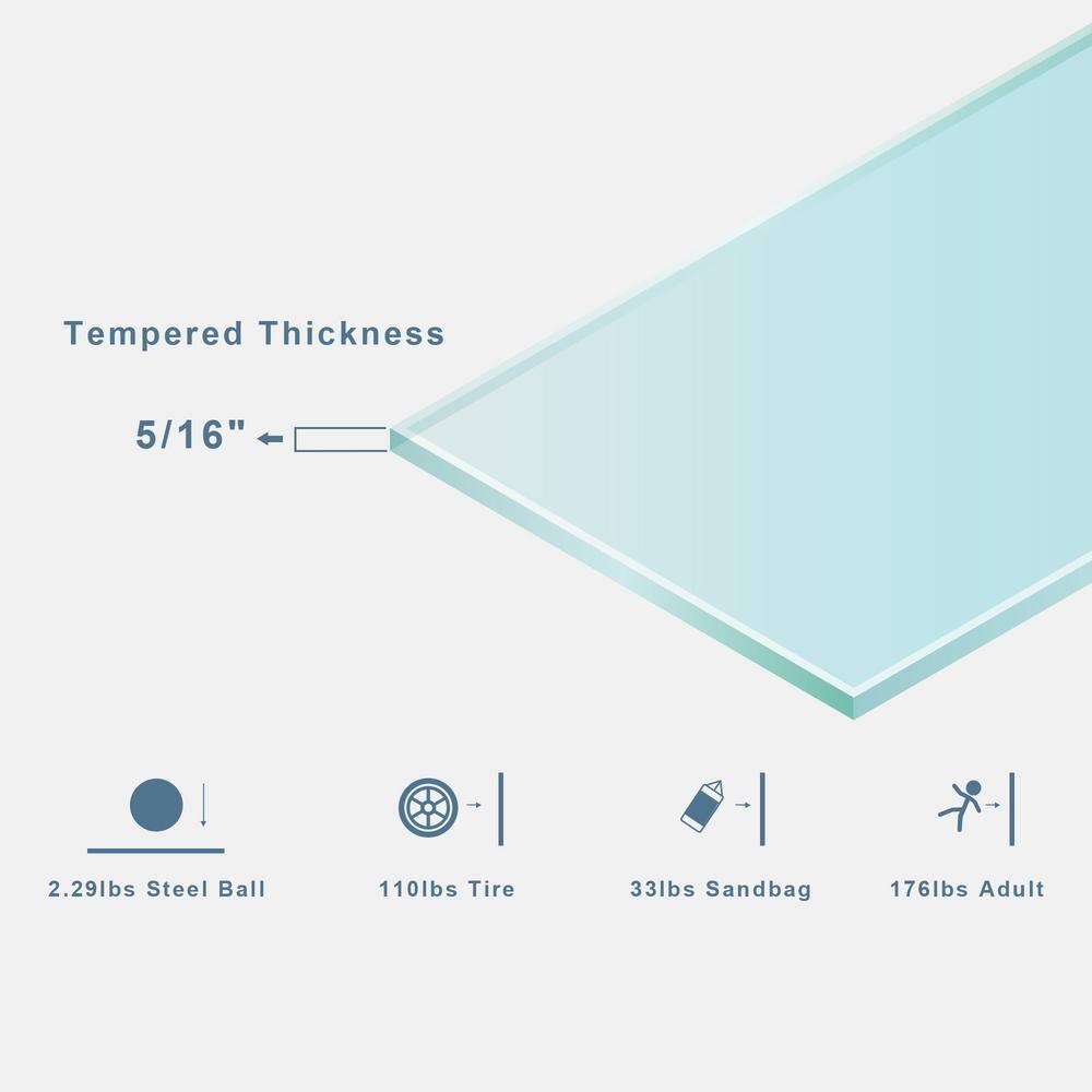 Frameless Single Sliding Shower Door, 5/16" (8Mm) Clear Tempered Glass With Explosion-Proof Film, Brushed Nickel Finish, Stainless Steel Hardware