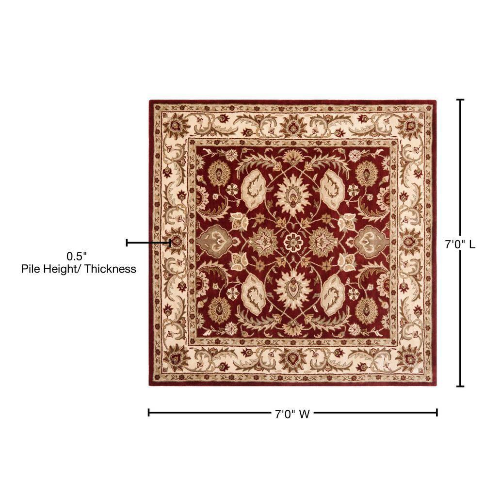 Royalty ROY244 Hand Tufted Area Rug - Red/Ivory - 7'x7' - Safavieh.