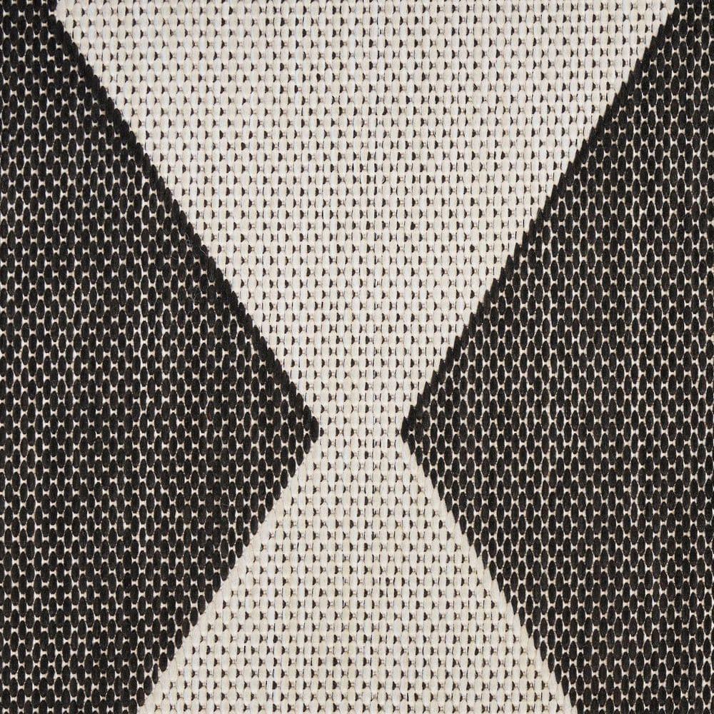 Nourison Positano Retro Diamond Flatweave Indoor Outdoor Low Pile Area Rug Black 8' x 10'