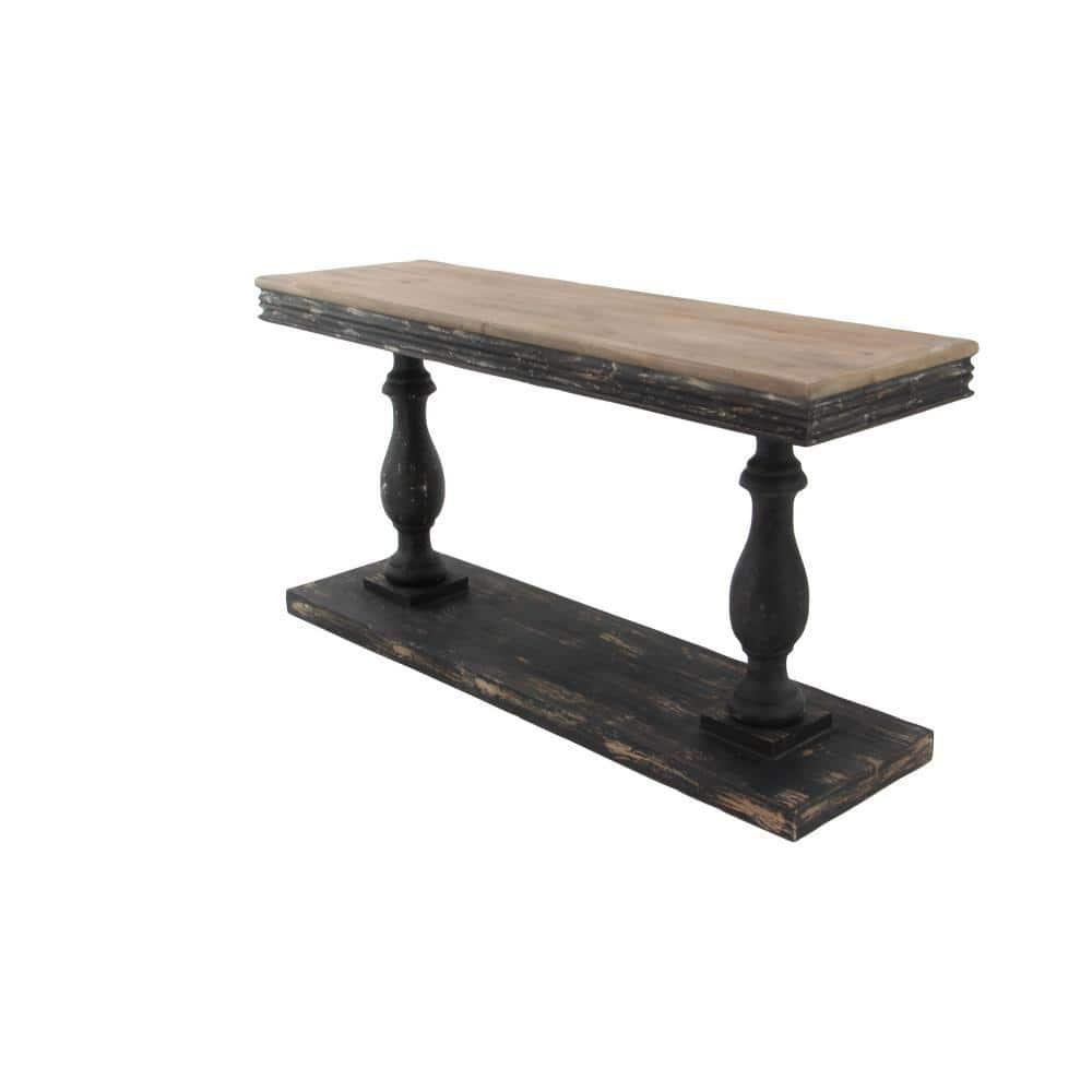 Vintage Wood Console Table Black - Olivia & May: Sturdy Foyer Table, Fixed Shelf
