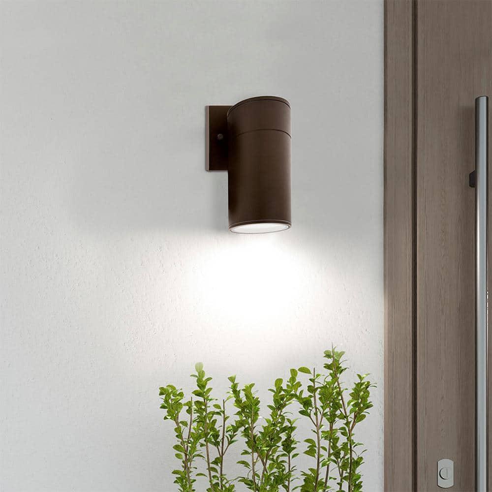 Maxxima LED Cylinder Outdoor Wall Wash, Sconce Light, 12 Watt, 840 Lumens, 3000K Warm White, Dusk to Dawn Sensor