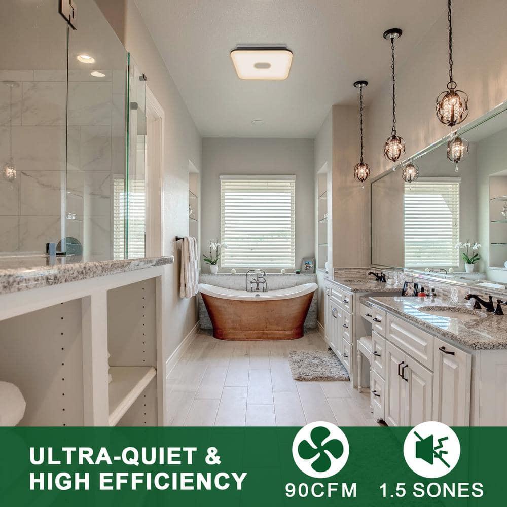 90 CFM Energy Star Bathroom Ventilation with Lighting Square Exhaust Night Light Fan Bathroom Fan