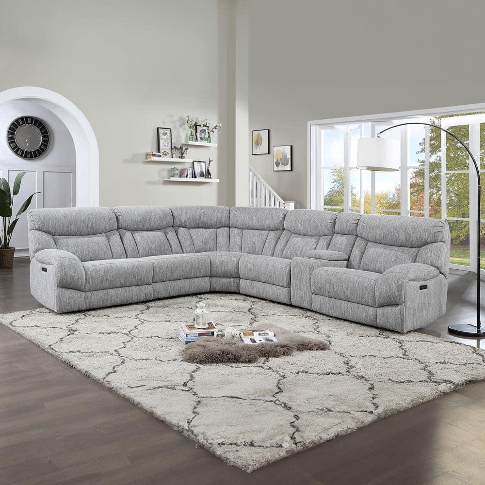 6pc Park City Dual Power Reclining Sectional Sofas Gray - Steve Silver Co.