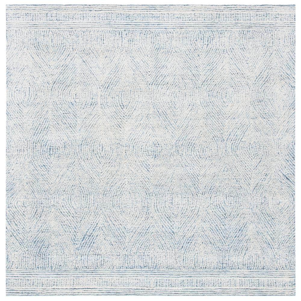 Abstract ABT340 Handmade Indoor Area Rug - Ivory/Blue - 4'x4' - Safavieh