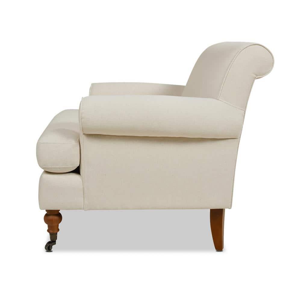 Jennifer Taylor Home Alana 38" Lawson Large Living Room Accent Arm Chair with Metal Casters, Light Beige