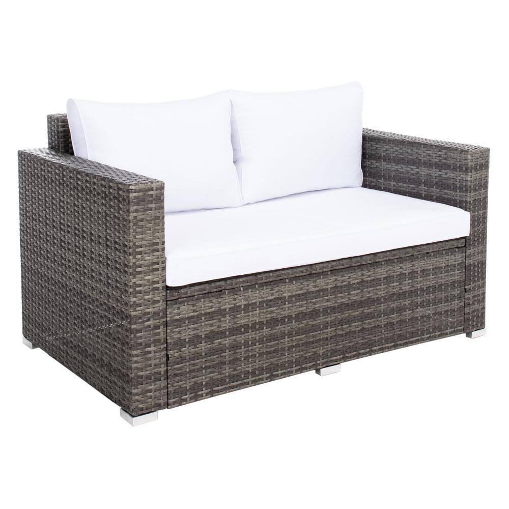 Machie 4Pc Living Set - Indoor/Outdoor - PAT7508 - Grey Brown/White - Safavieh