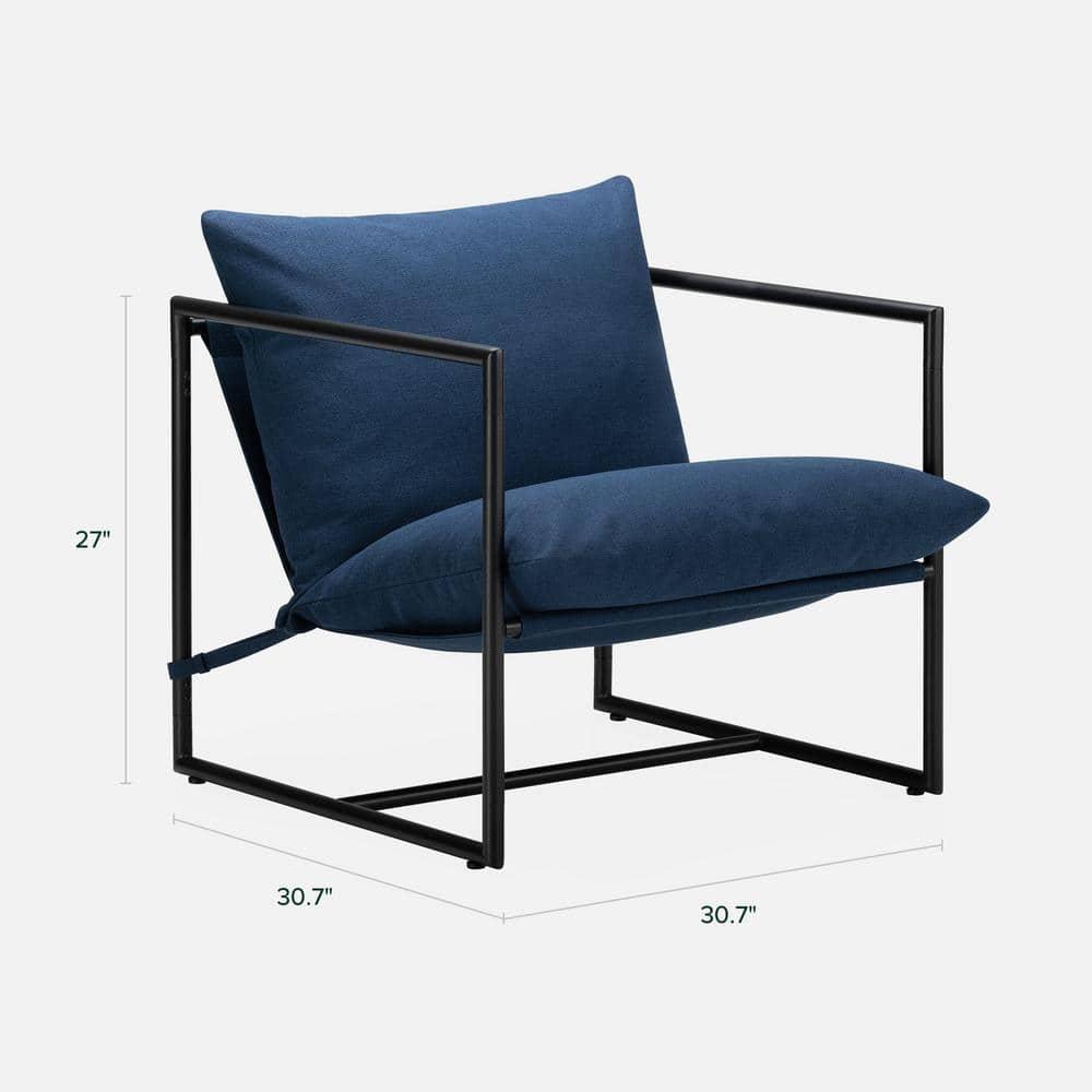 Zinus Aidan Metal Framed Sling Indoor Accent Chair, Navy