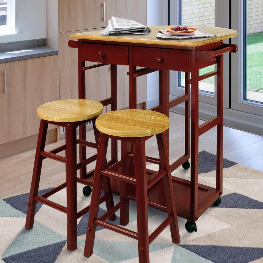 Casual Home Breakfast Cart with Drop-Leaf Table