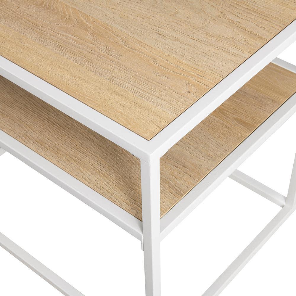 Floating Wood Shelf TV Stand for TVs up to 43 Inches Coastal Oak / White