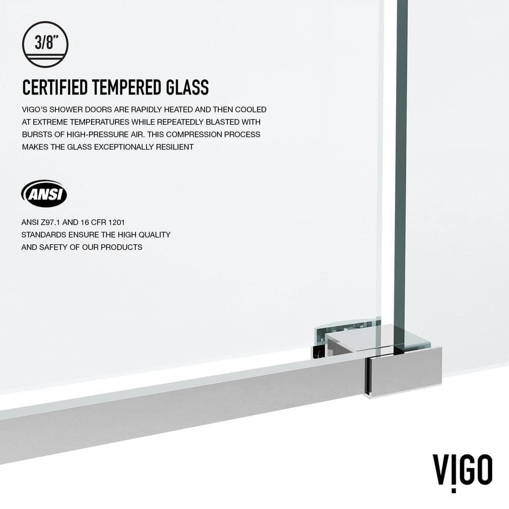 Elan 56-60" W x 76" H Sliding Frameless Shower Door with 3/8" Clear Glass