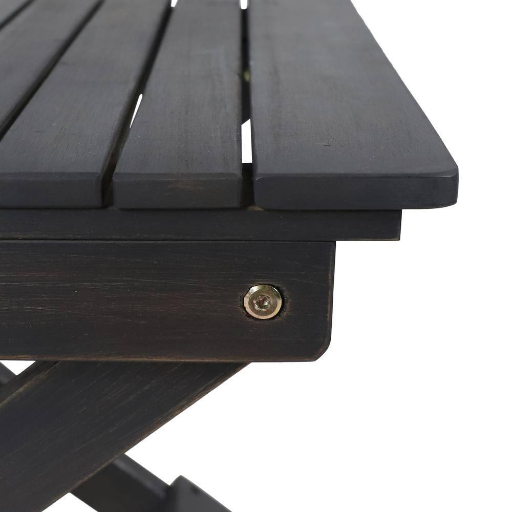 Side Table, Folding Wooden End Table, Outdoor Sode Table for Garden, 15"D x 22.75"W x 18.25"H , Dark Gray