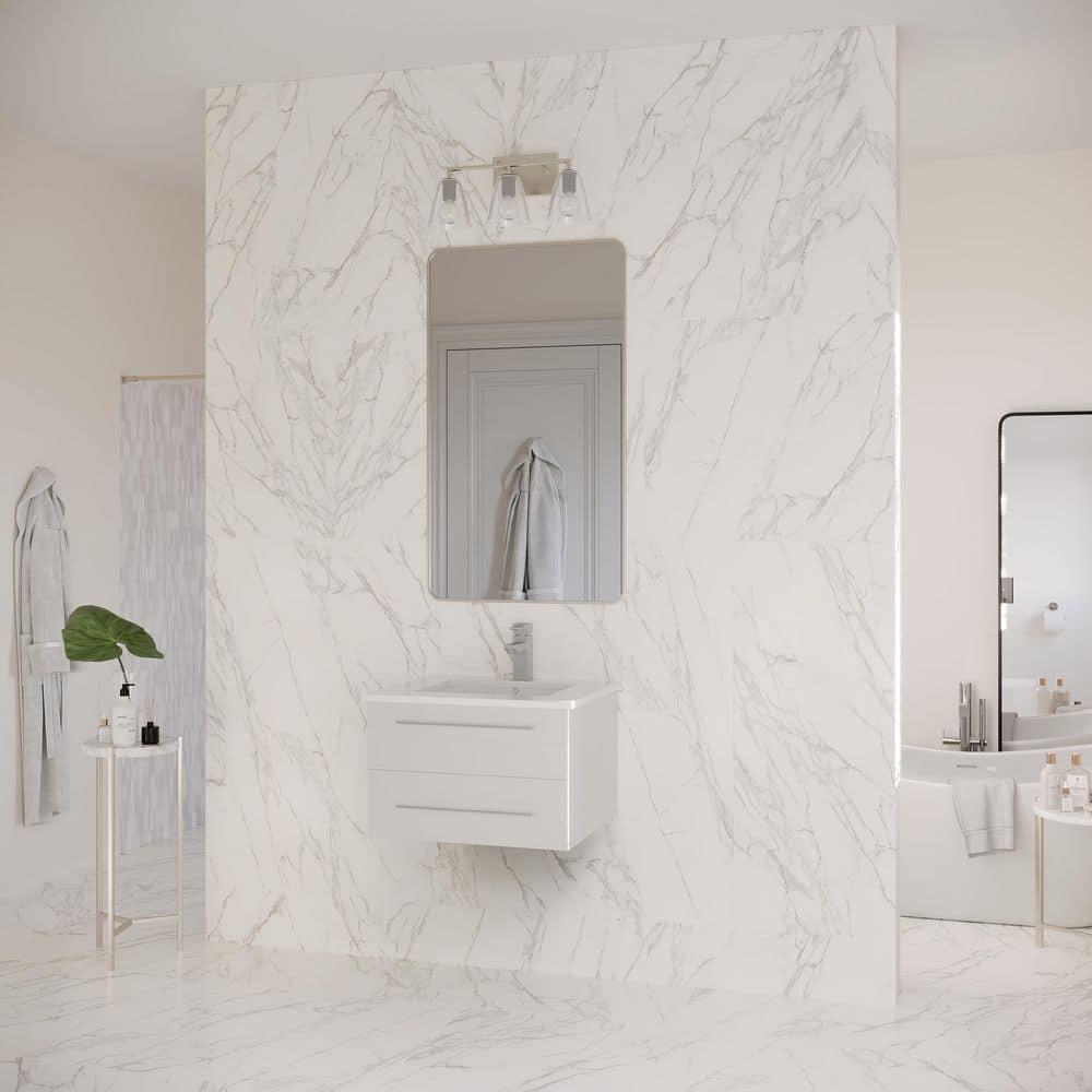 Lucera 24" Wall Mount Modern Single Sink Bathroom Vanity with Top and Undermount Sink