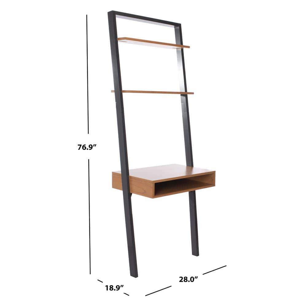 Kamy 2 Shelf Leaning Desk - Natural / Charcoal - Safavieh