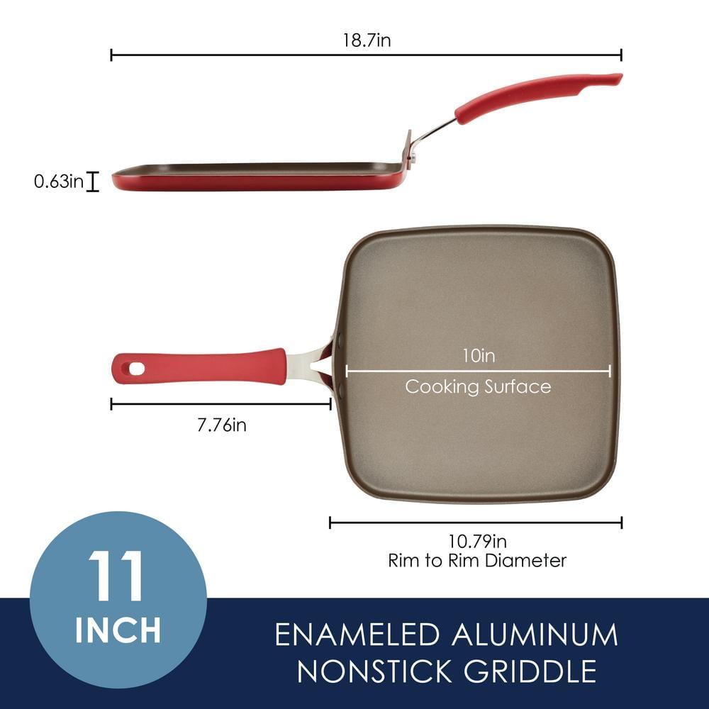 Rachael Ray Rachael Ray Cook + Create Aluminum Nonstick Square Stovetop Griddle Pan, 11-Inch