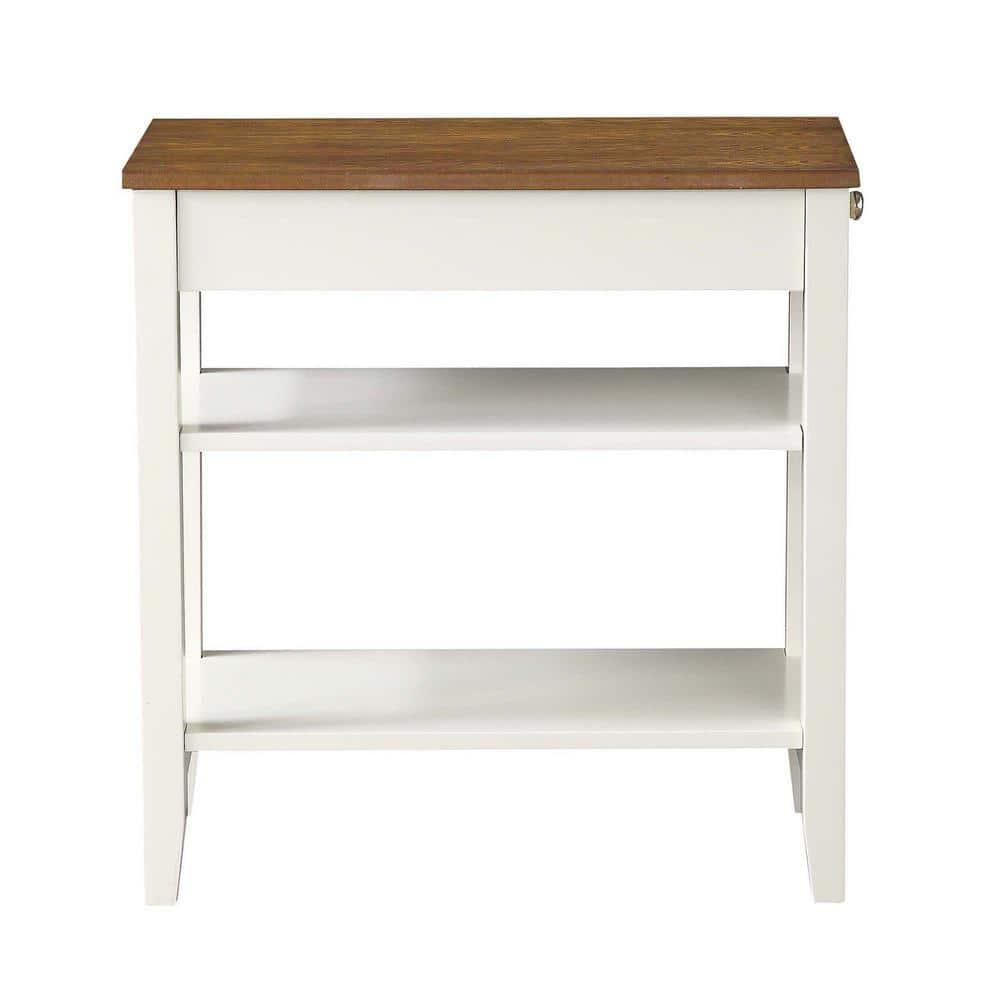 Convenience Concepts American Heritage 1 Drawer Chairside End Table with Shelves, Driftwood/White