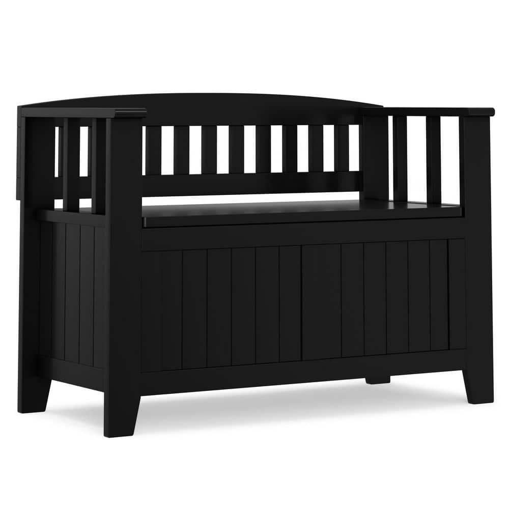 Simpli Home Acadian Solid Wood Entryway Storage Bench with Lift-Top Lid and Dual Compartments