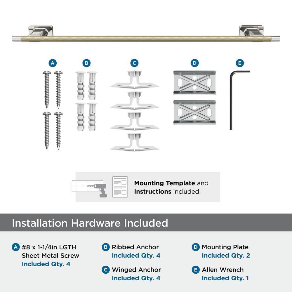 Amerock Esquire Polished Nickel/Golden Champagne 24 inch (610mm) Towel Bar