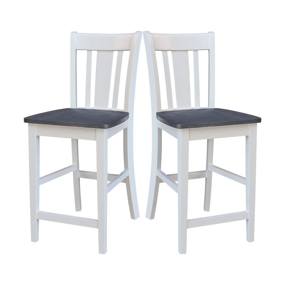 24" San Remo Counter Height Barstool White - International Concepts: Hardwood Frame, Armless Design, Fixed Seat