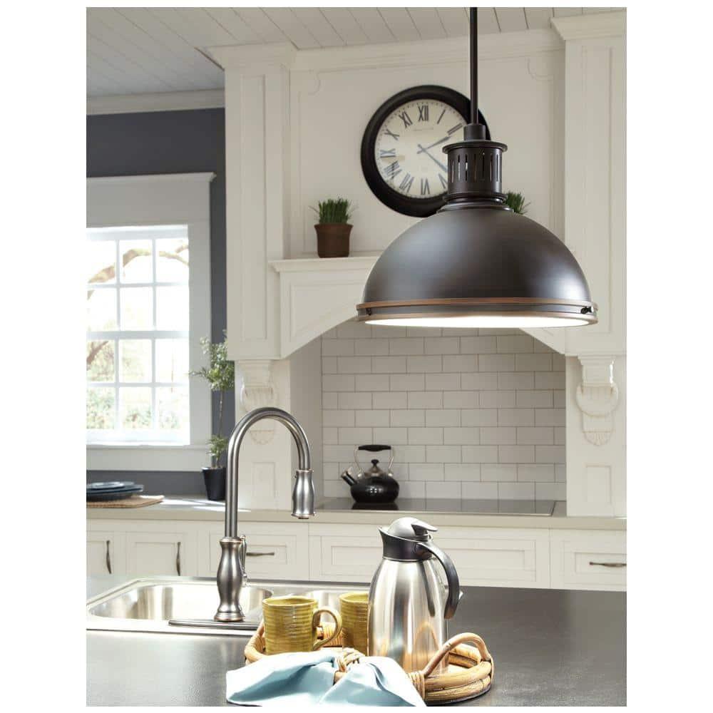 Autumn Bronze Industrial Bowl Pendant with Clear Textured Glass Shade