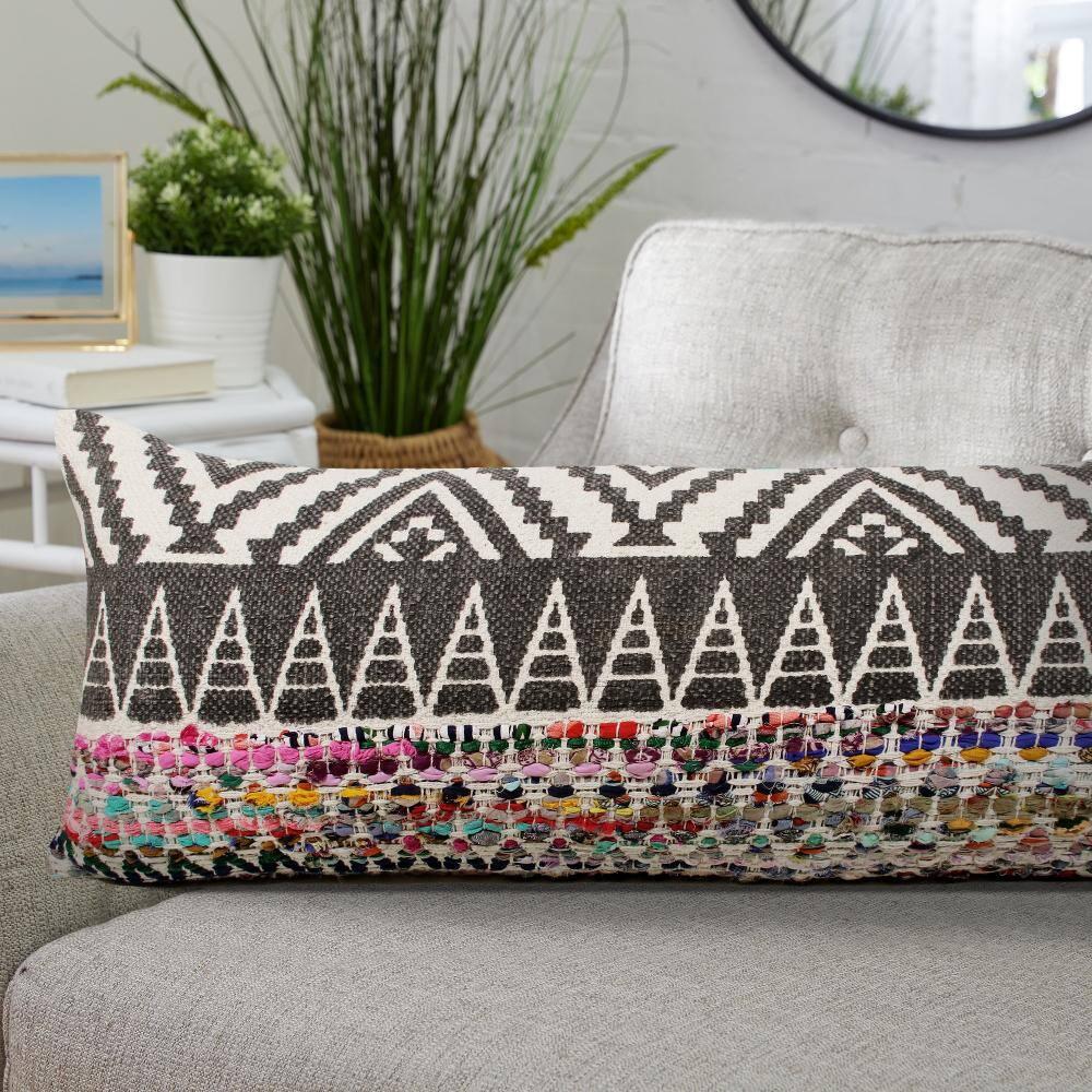 LR Home Nomad 14" x 36" Rainbow Chevron Cotton Blend Adult Decorative Throw Pillow