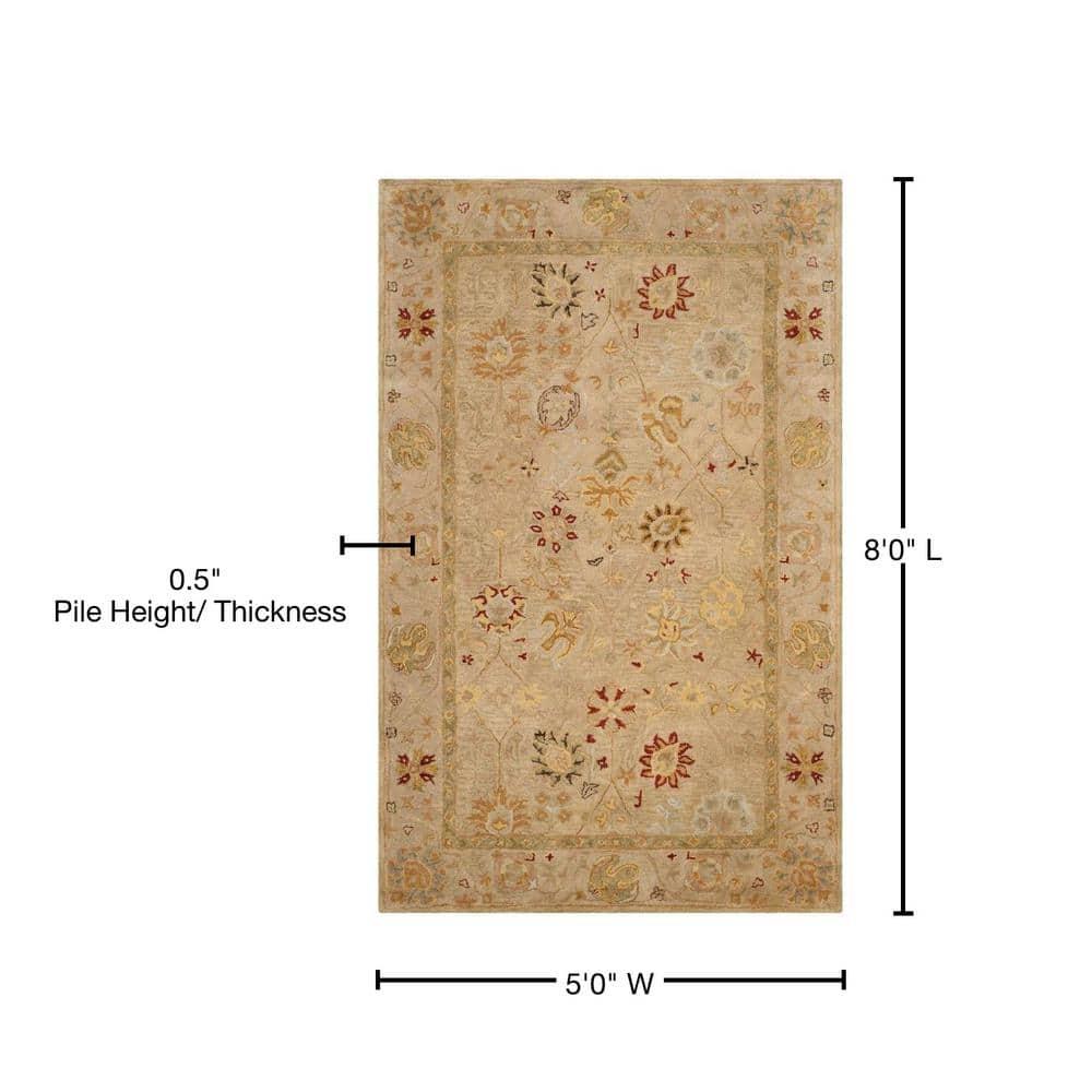 Antiquity AT859 Hand Tufted Indoor Area Rug - Taupe/Beige - 5'x8' - Safavieh