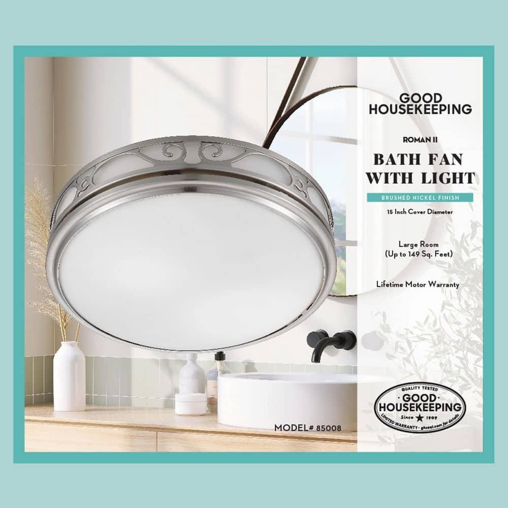 Good Housekeeping 85008 Roman Ii Decorative 110 Cfm 2.0 Sones Bathroom Ventilation Exhaust Fan With Light