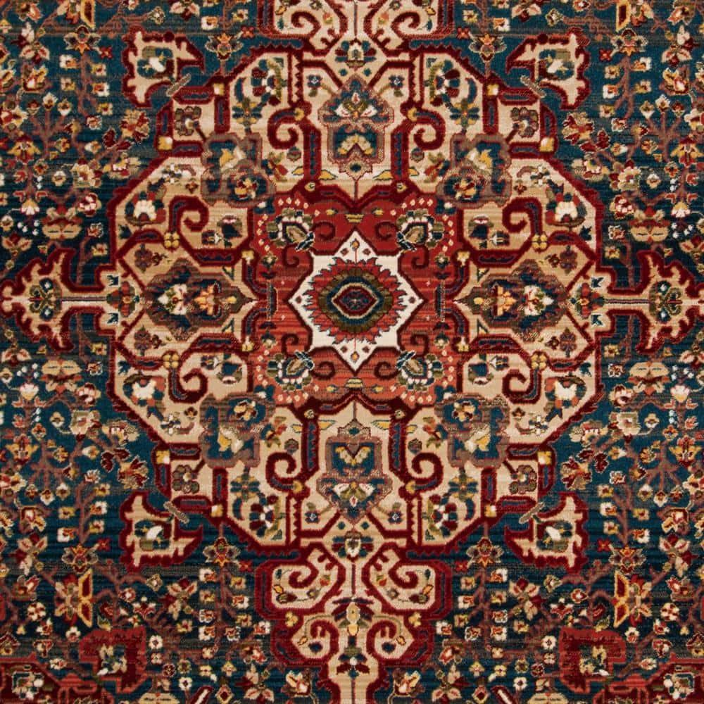 Kashan KSN305 Power Loomed Area Rug - Blue/Red - 9'x12'6" - Safavieh