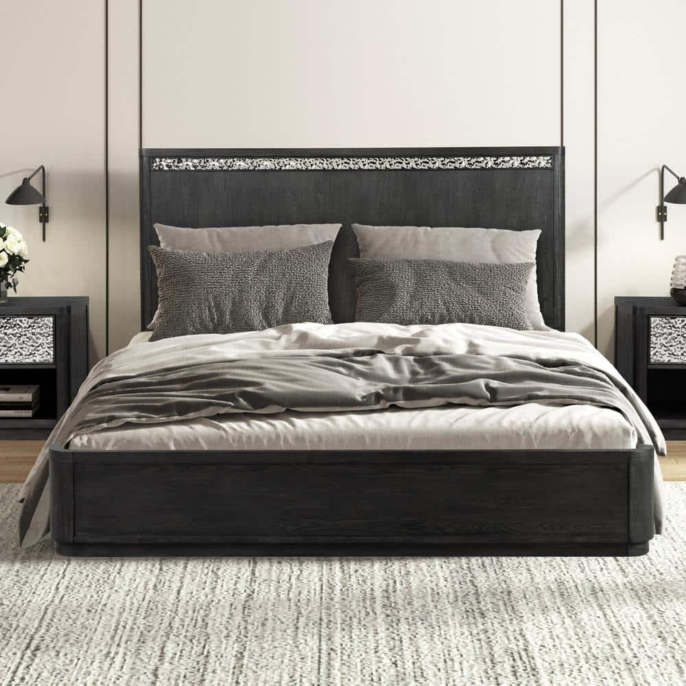 Furniture of America Cheri Solid Wood Adult Platform Bed, King, Ash Gray