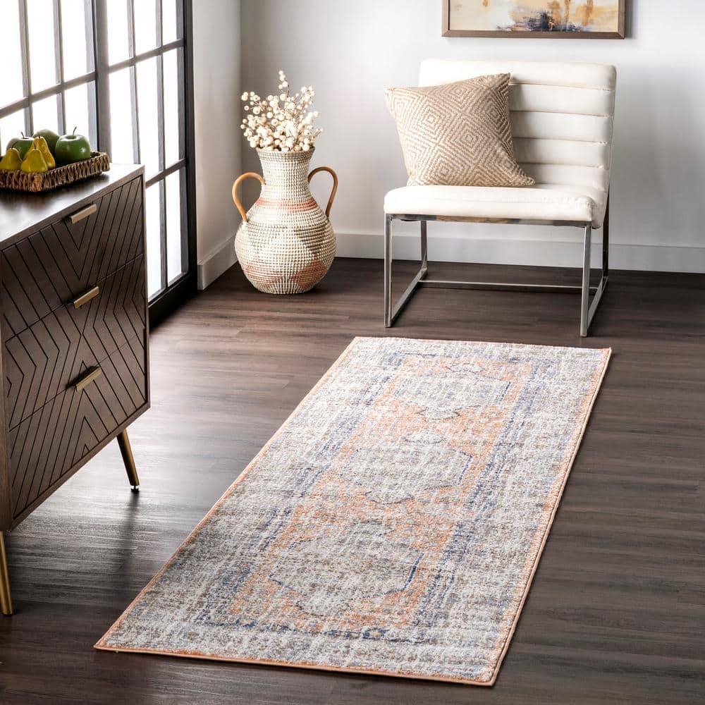 Nuloom Jacquie Medallion 2x12 Runner Indoor Area Rug for Living Room Bedroom Dining Room Entryway Hallway Kitchen, Peach/Beige