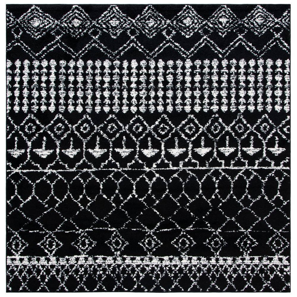 Tulum TUL229 Power Loomed Area Rug - Black/Ivory - 5'x5' - Safavieh.