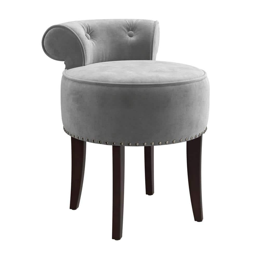 22.5" Lena Wood and Upholstered Vanity Stool Gray - Hillsdale Furniture