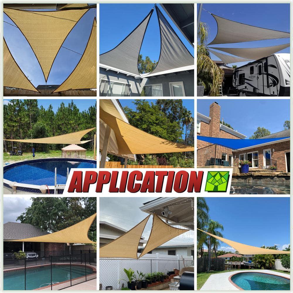 ColourTree Colourtree Triangle Waterproof Sun Shade Sail With Installation Winch Kit