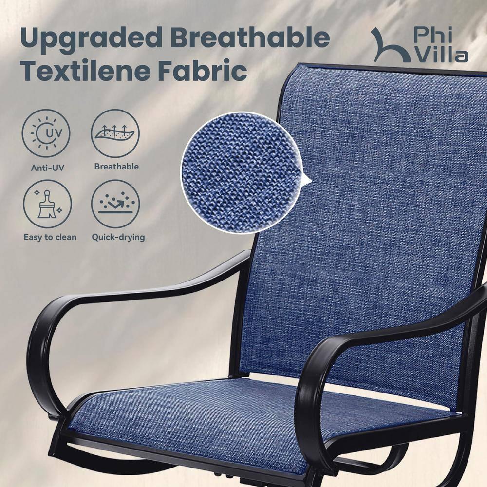 QSHIMY Patio Dining Chair Set of 2 Outdoor Swivel Dining Chairs High Back Armchairs,All Weather Outdoor Chair with Textilene Mesh Fabric & Black Metal Frame for Outdoor Lawn Garden Poolside (Blue)