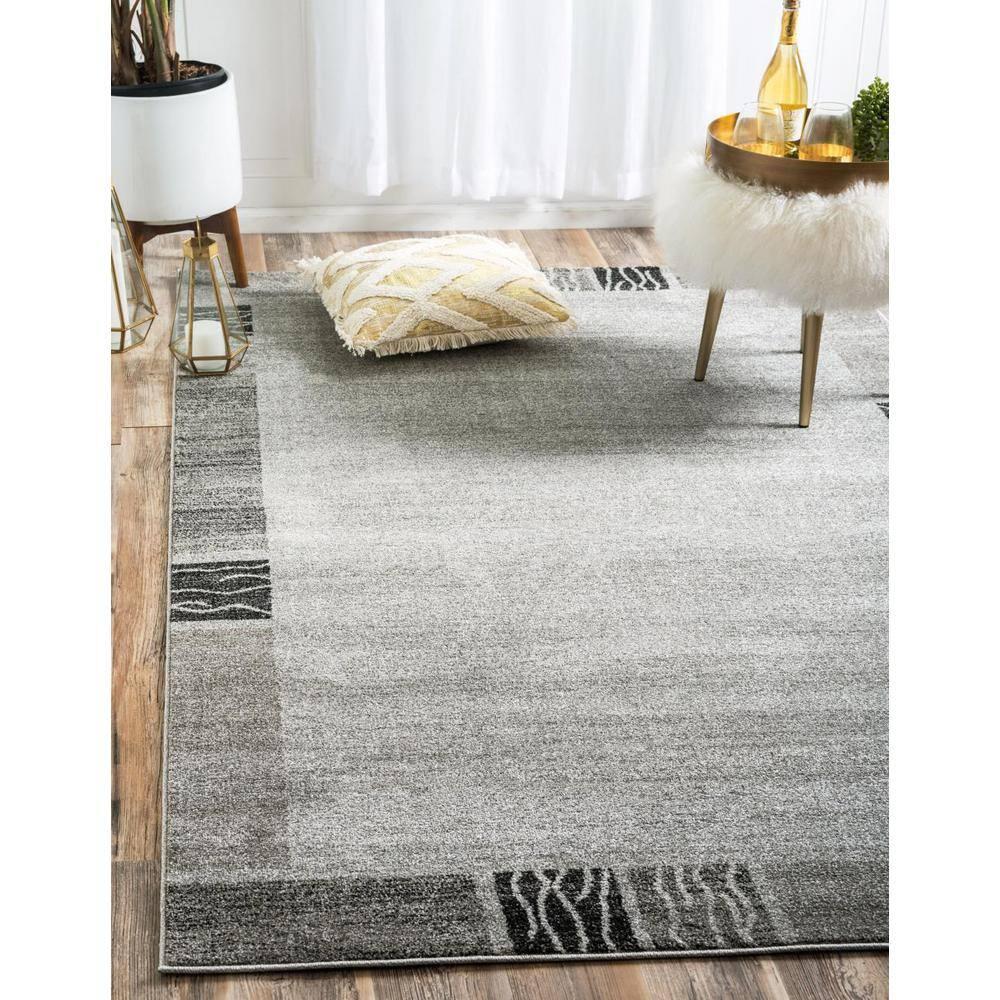 Unique Loom Del Mar Collection Area Rug - Sarah (9'  x 12' Rectangle Light Gray/Gray)