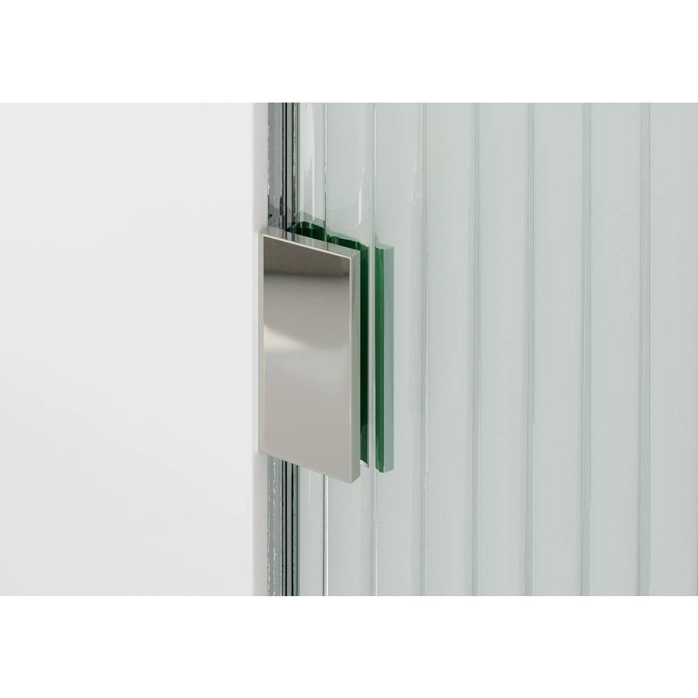 Glass Warehouse  36" x 78" Frameless Shower Door - Single Fixed Panel Fluted Frosted Radius Polished Chrome 36 Inch - Left Chrome Finish