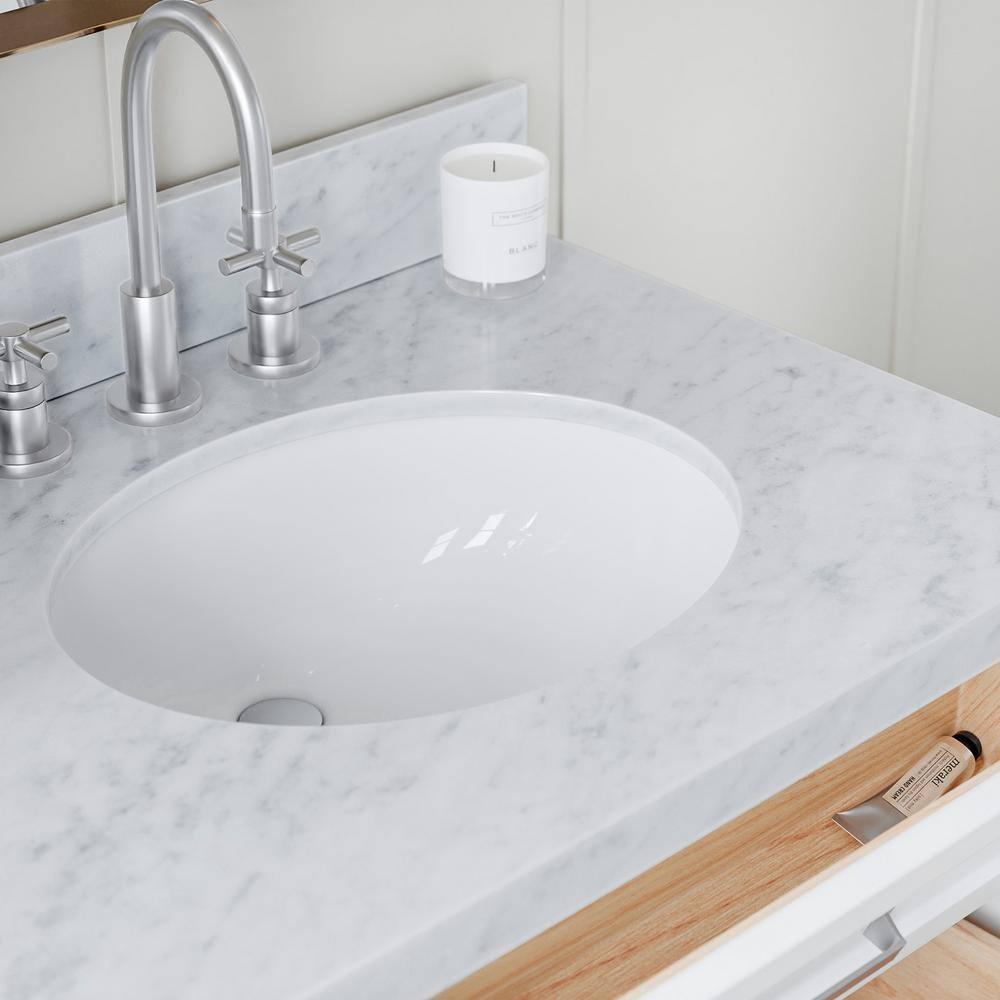 ARIEL Monrow 73 Double Sink Bathroom Vanity with Italian Carrara Marble Top