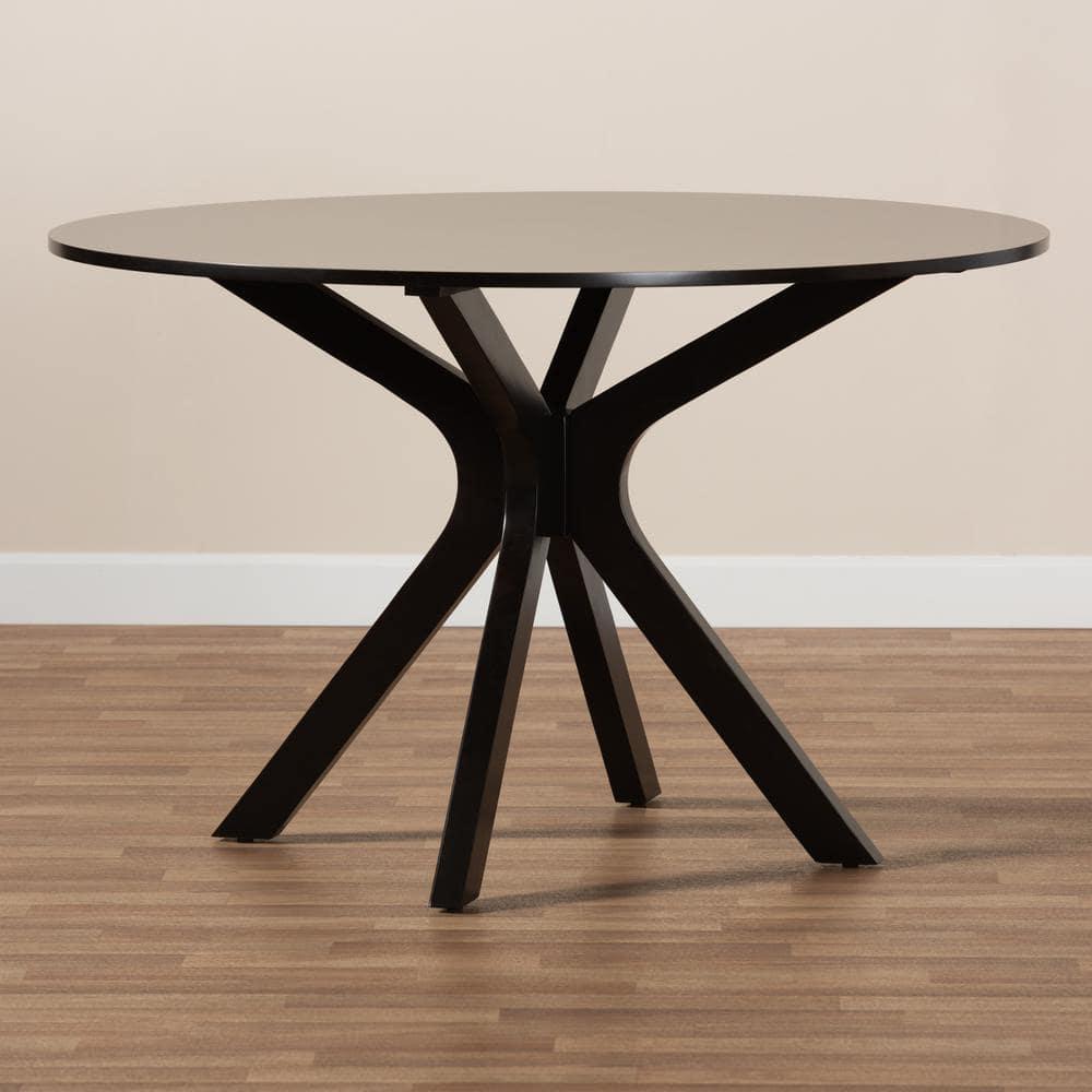 Baxton Studio Kenji Dark Brown Finished 48-Inch-Wide Round Wood Dining Table
