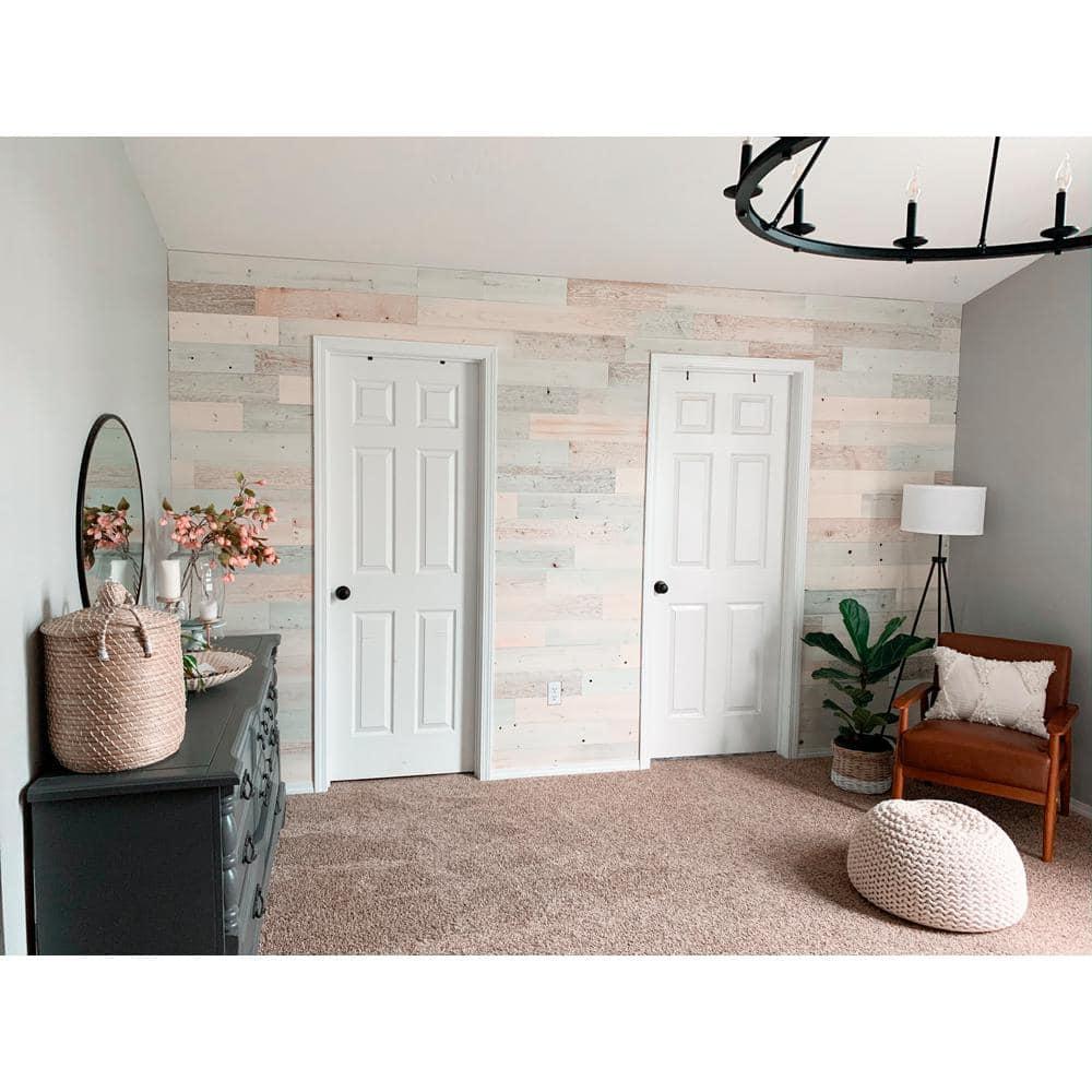 Timberchic River Reclaimed Wooden Wall planks - Simple Peel & Stick Wall Covering Application for DIY Accent Wall & Home Improvement - Modern, Premium Wall Paneling